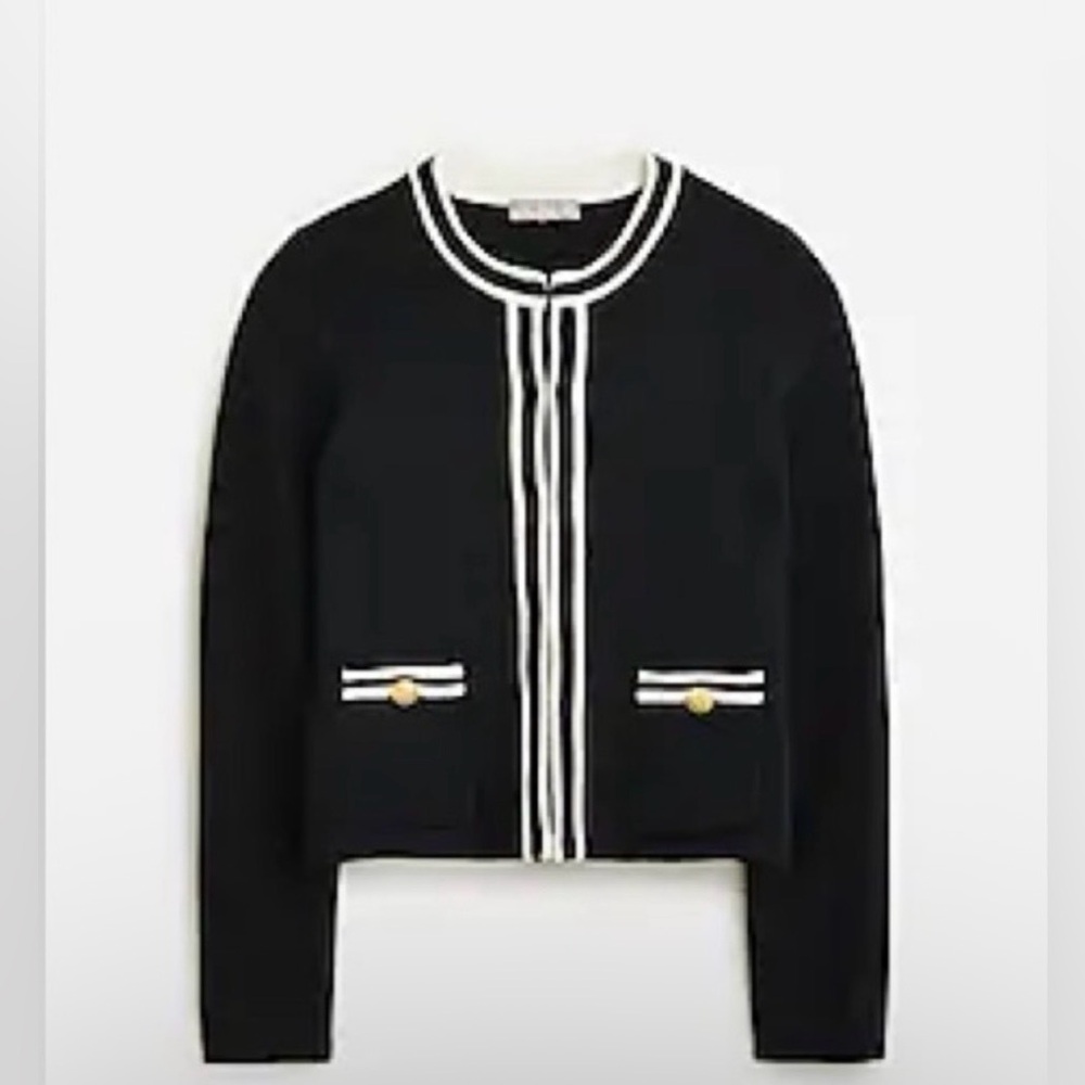 J Crew Emilie Sweater Lady jacket with contrast trim